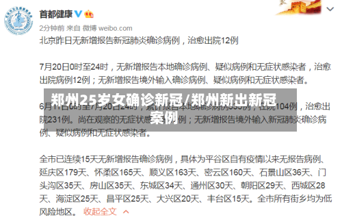 郑州25岁女确诊新冠/郑州新出新冠案例